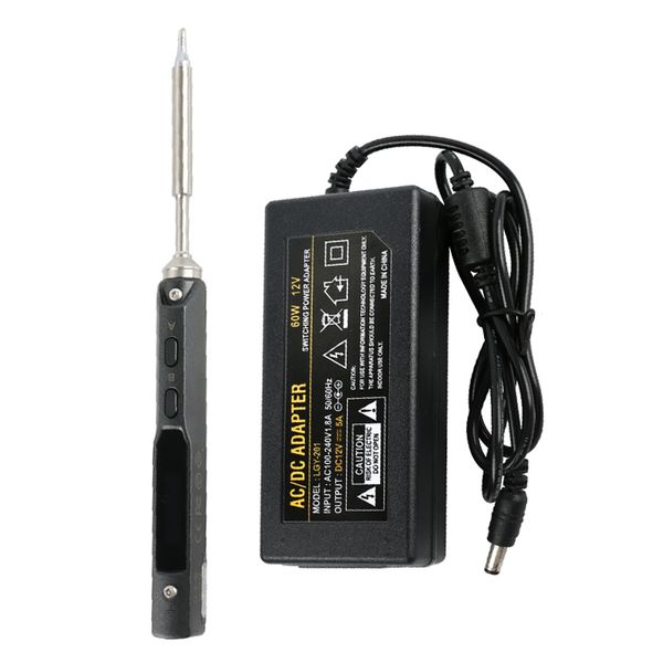 

ts100 portable mini programmable digital lcd display electric soldering iron + bc2 soldering iron tip + 12v 5a dc power adapter