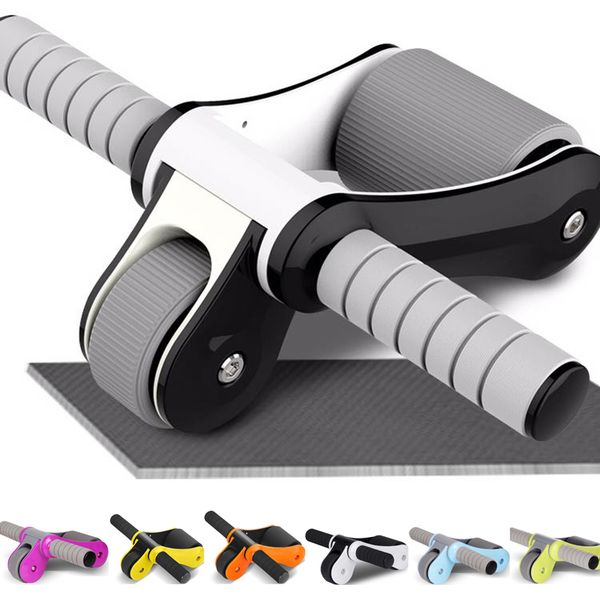 

double wheel power ab roller foldable no noise abdominal wheel with mat for exercise fitness equipment body building accessories