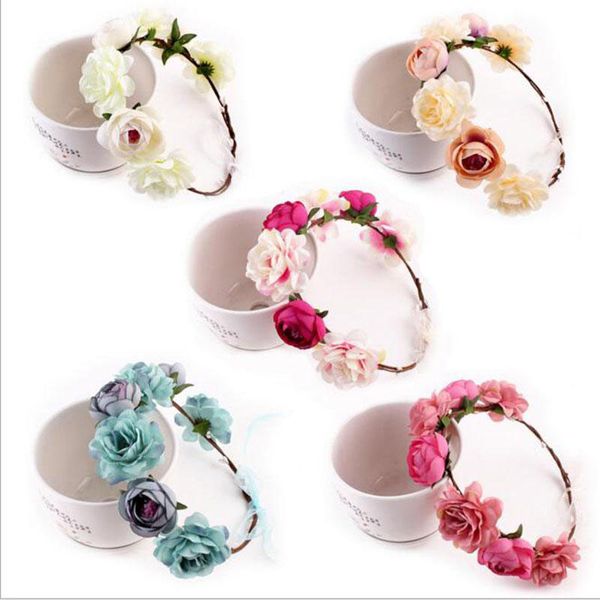 

new bohemia handmade flower crown wedding wreath bridal headdress headband hairband hair band accessories for women lady