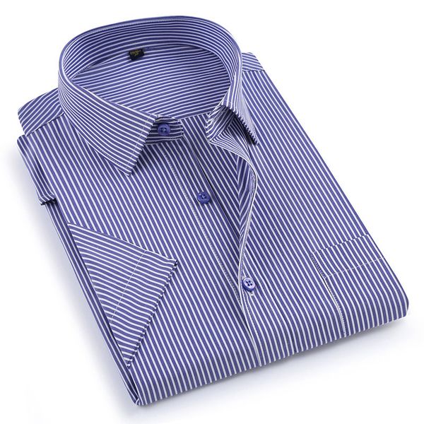 

новые 2019 рубашки лето мужчины с коротким рукавом мода полосатый / plaid бизнес формальное платье рубашка мягкие non-железа мужчины смарт п, White;black