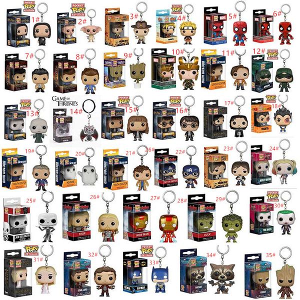 

Juxu funko pop marvel uper the avenger hero harley quinn deadpool harry potter goku piderman joker game of throne figurine toy keychain