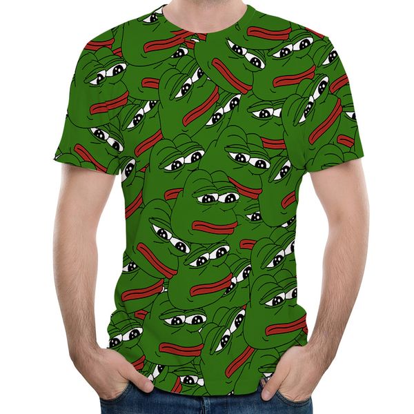 

sumer meme pepe frog t shirt men summer fashion sad frog pepe tshirt printed t-shirt casual short sleeve o-neck shirt, White;black
