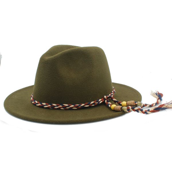 

шерсть женщины мужчины fedora hat for gentleman elegant lady winter autumn широкий брим jazz церковные godfather шляпы размер 56-58cm, Blue;gray