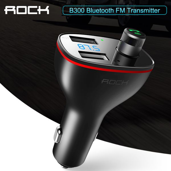 

rock dual usb car charger b300 bluetooth 4.2 fm transmitter digital 3.4a intelligent distribution current fast quick charging