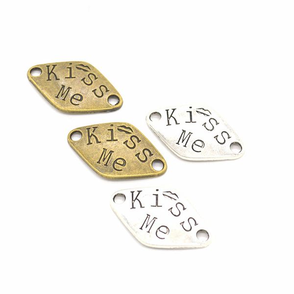 

35pcs kiss me charms diy jewelry making pendant fit bracelets necklaces earrings handmade crafts silver bronze charm, Bronze;silver