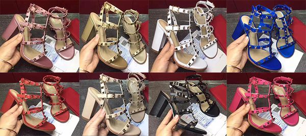 

2018 european style brand shoes imported leather female sandalsdesigner has tag female slippers women's fashion high heels 01, Black