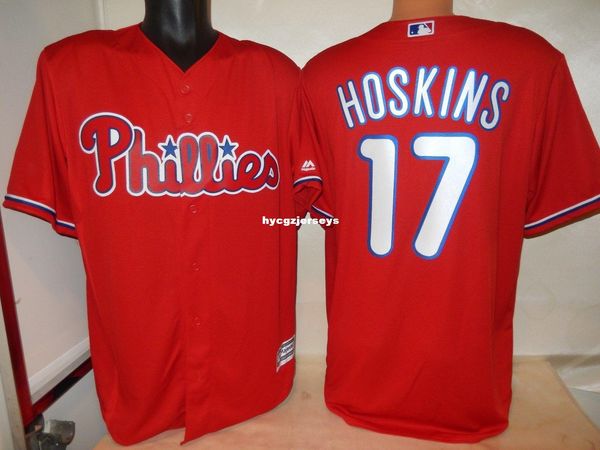 

baseball pp #17 rhys hoskins alternate red shirt jersey mens stitched jerseys big and tall size xs-6xl for sale, Black;blue