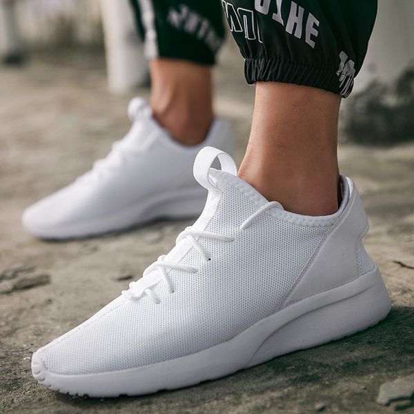 

fashion casual men shoes breathable mesh flats lace-up sneakers men spring autumn new non-slip walking male shoes black white