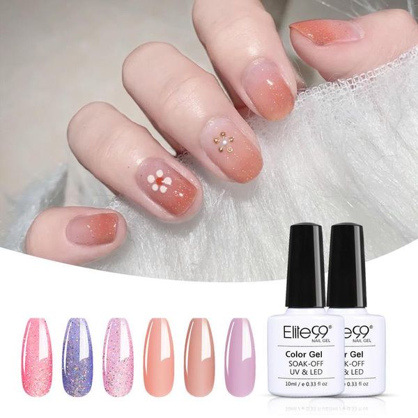 

elite99 6pcs glitter uv gel nail polish set pink sequins vernis semi permanent enamel kit led nail gel varnish