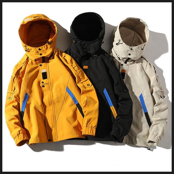 

luxury men jacket clothing new stylish casual wild ins tide detachable hooded designer mens jacket tooling men's jacket, Black;brown