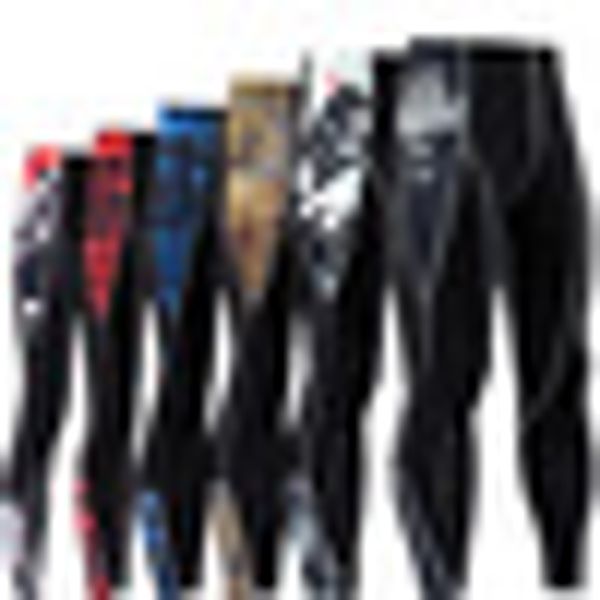 

men's 3d fitness pants elastic trousers men's skinny pants compression fashion leggings jogger, Black;blue