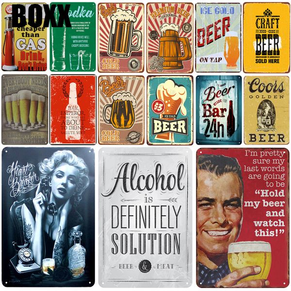 

ice beer plaque metal vintage tin sign pin up shabby chic decor metal signs vintage bar metal poster pub plate sticker iron poster