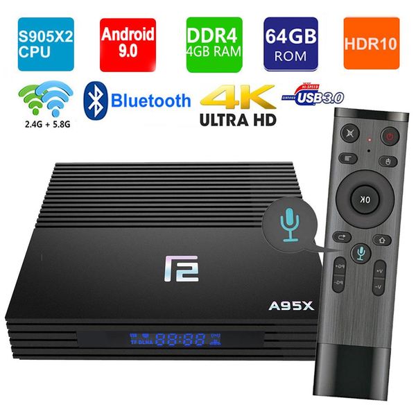 

a95x f2 4k smart tv box android 9.0 4g 64g amlogic s905x2 2. 4g5g wifi bt4. 2 голосовой пульт дистанционного управления google cast pk mi те