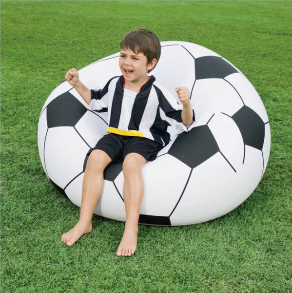 

75010 ay 1.14mx1.12mx66cm beanless soccer ball chair 45"x44"x26" inflatable football chair soccer ball air sofa for single
