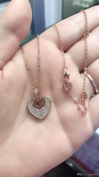 

fahmi 100% sterling silver heart-shaped imported high carbon diamond necklace three ring logo adjustable chain ladies summer jewelry elegant