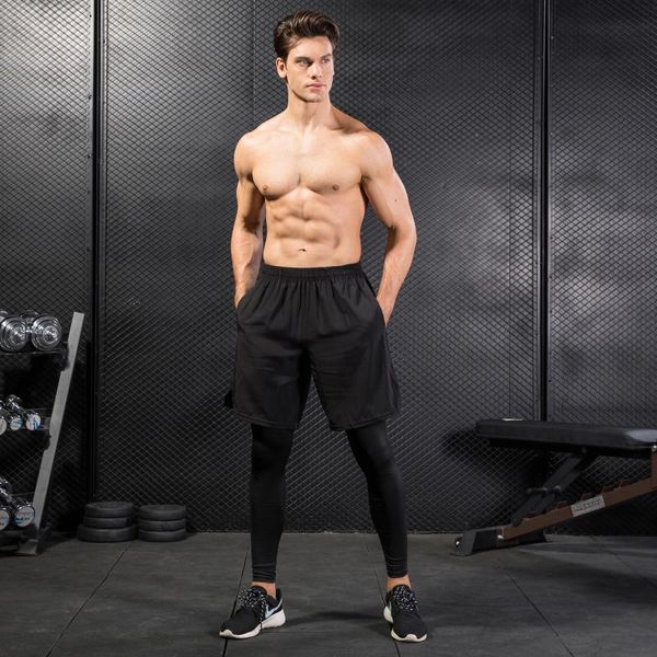 

pro compression pants mens two-piece tights leggings men sport pants sets fitness sports leggings men running compression, White;red