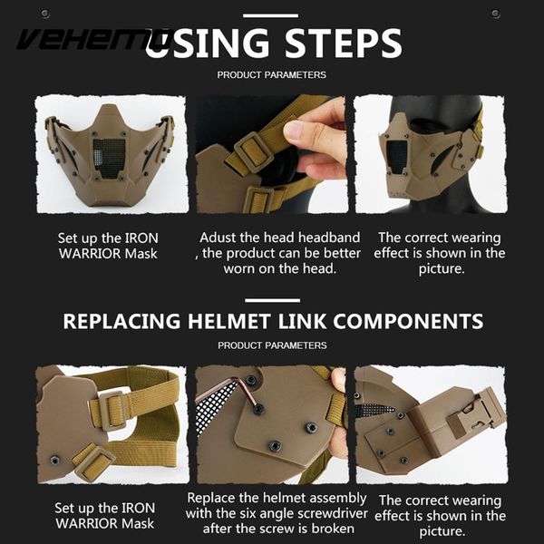 

assembled half face masks protective mask helmet accessories professional tactical masks cycling dress up