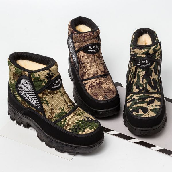 

2020 men boots platform snow boots for men thick plush waterproof slip-resistant winter shoes plus size ghn78, Black