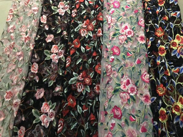 

mesh lace fabric for dress,width 130cm,textile floral ribbon embroidery cloth,patchwork tissue sewing diy fabrics, Black;white