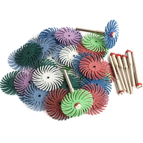 

64pcs 1 inch radial bristle disc kit abrasive brush 3 and 2.35mm shank detail polishing wheel for rotary tool accessories