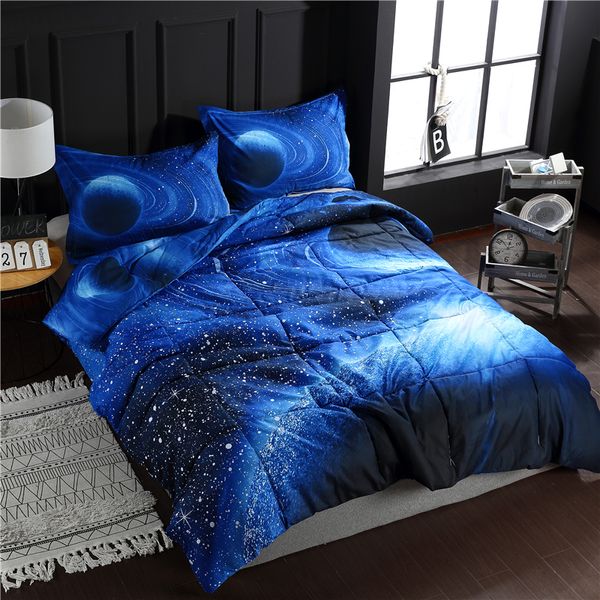 

звездное небо галактики 3d печатных утешитель набор 1шт одеяла и 2шт подушка шам