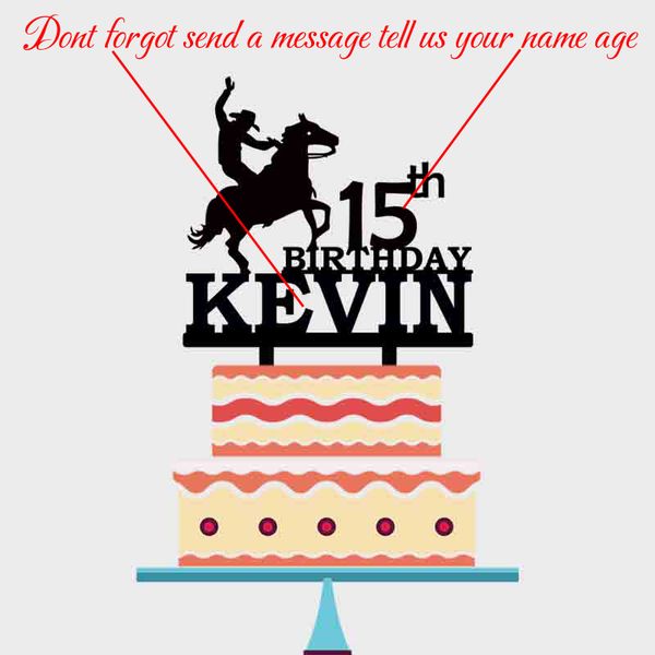 

personalized birthday cake er custom name ages cowboy riding horse cake er for birthday party cake decoration yc092