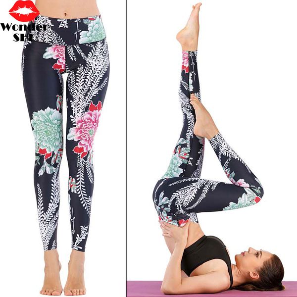 

2020 new floral yoga pants sport legging pants fitness wear yoga, White;red