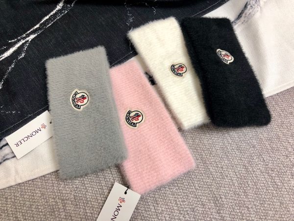 

De igner moncl headband brand fur headband for men and women winter warm headband hair band head carf for gift, Black;brown