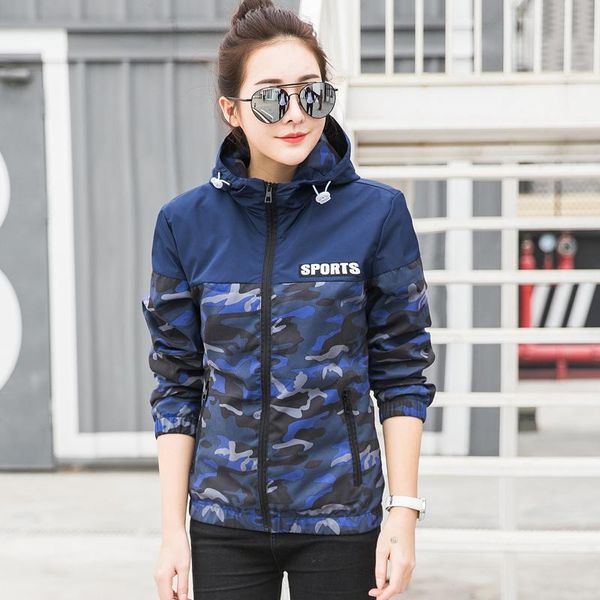 

куртка женщин ветровка осень мода камуфляж женщины основные куртки пальто с капюшоном женский повседневный короткие тонкий верхняя одежда ti, Black;brown