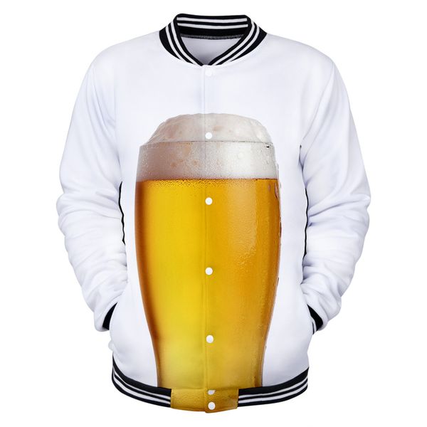 

beer day 3d printed baseball jackets women/men long sleeve jacket 2019 casual streetwear cute clothes plus size 4xl, Black;brown