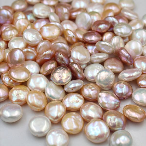 

13-14mm big coin button baroque nature freshwater pearl loose pearl