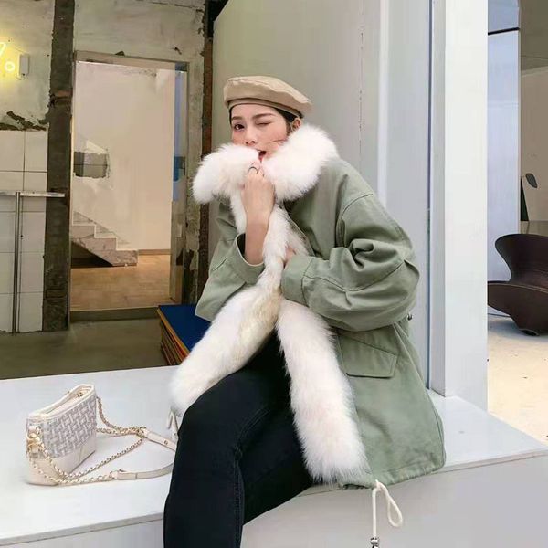 

thick warm parka real fur 2019 new arrival real fur collar and placket women coat winter waterproof case linner, Black