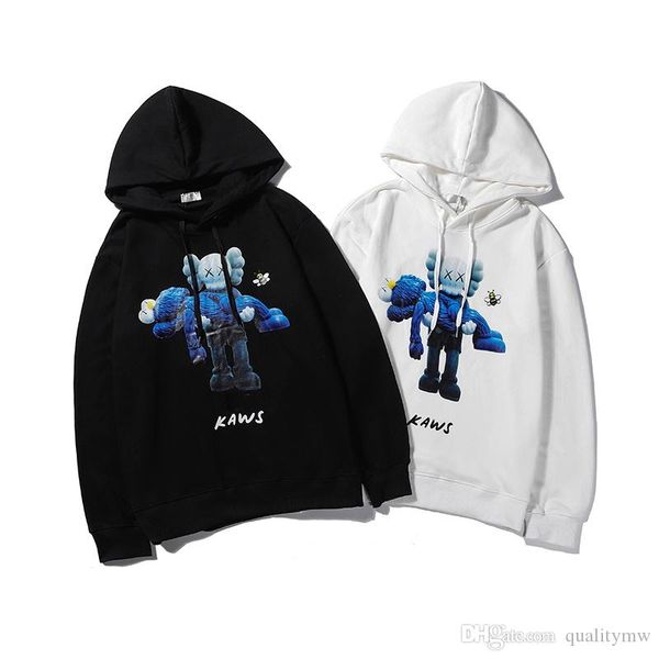 

designer mens luxury hoodie cotton comfort terry uniqlo x kaws joint printed pullover fashion street loose hip hop hoodies, Black