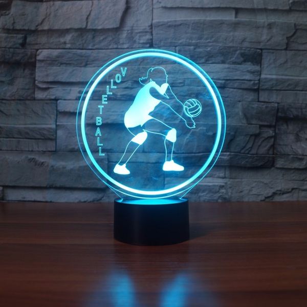

creative led playing volleyball modelling 3d gradient night lights 7 color change desk lamp home decor light movement fans gifts
