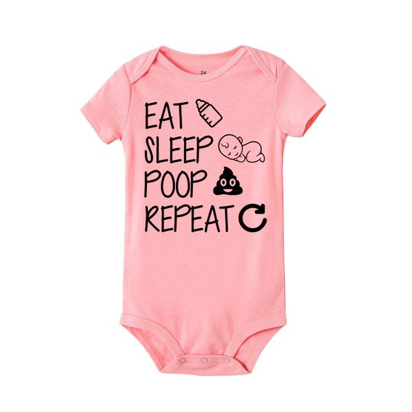 

newborn summer romper eat sleep poop repeat infant toddler baby boy girl cotton funny letter romper jumpsuit clothes outfit, White