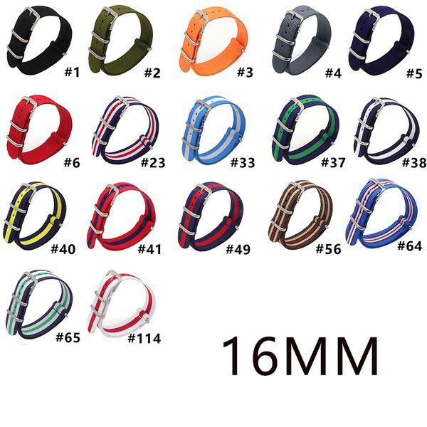 

wholesale strap nato strap fabric watch band 16mm replacement multi color pin buckle for nylon for hours, Black;brown