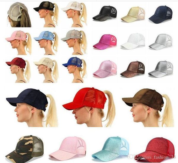 

29 colorful shiny horse tail breathable baseball cap men & women summer trucker cap shiny gold shiny lady hat, Blue;gray