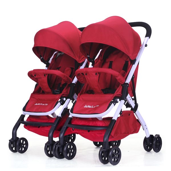 

twin baby stroller detachable light can sit reclining folding shock absorber baby double stroller with cup holder umbrella carts