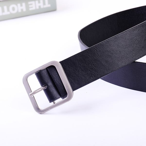 

women belts fashion classic square circle buckle pu leather strap for jeans trousers casual black ladies female retro waistband, Black;brown