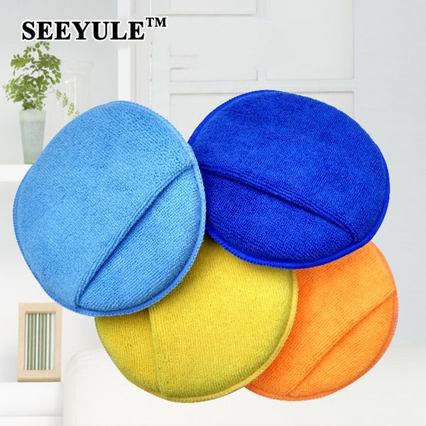 

1pc seeyule high density super large 15x2.5cm microfiber car wax sponge polish pad with pocket anti scratch durable wash sponge