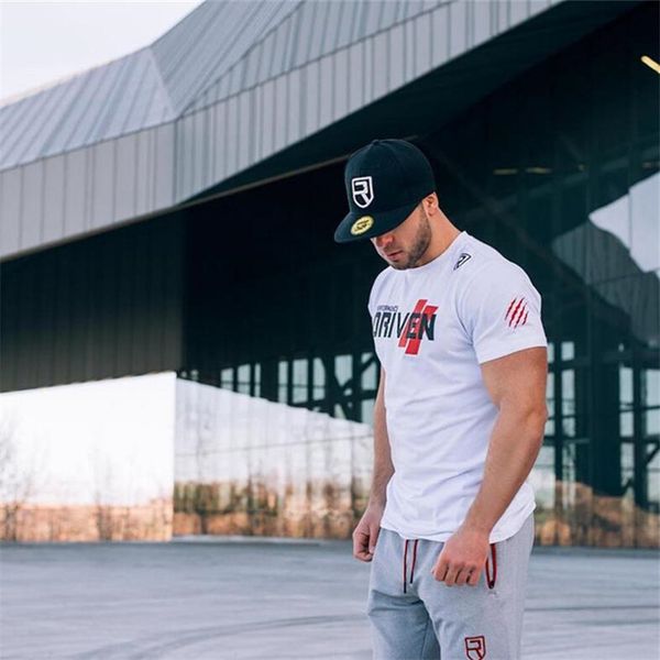 

new rise casual summer new clothing gyms casual t-shirt mens fitness tees fashion streetwear work out clothing sportwear, White;black