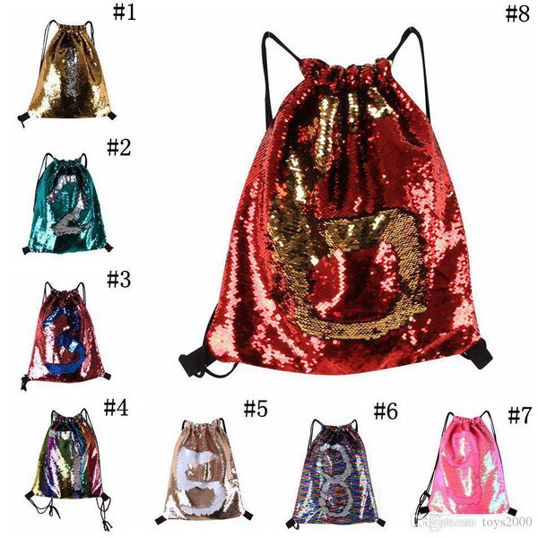 

mermaid sequin backpack sequins drawstring bags outdoor sports backpack glitter sports shoulder bags travel bag dhl shipping