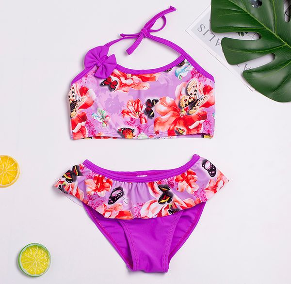 

cildren swimsuit new 2019 girls swimwear 3~7years girls swimsuit kids beach wear floral swimming suits biquini infantil-st137