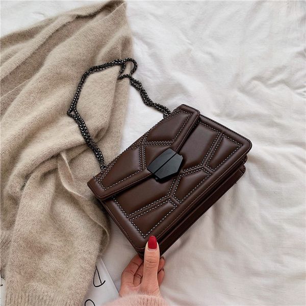 

new style fashion shoulder bag riveting nail shoulder chain square sling bag