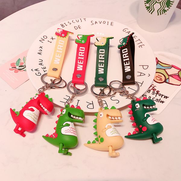 

keychain creative chain for pants womans key chain bags women dinosaur silicone pendant keyring key holder cute cartoon llaveros, Silver