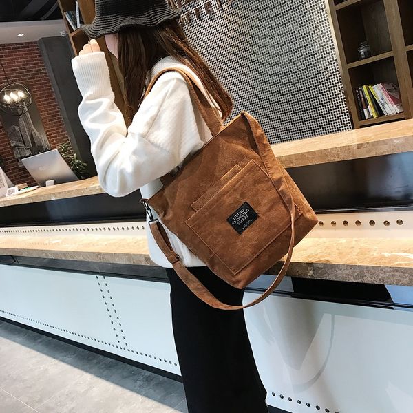 

2019 женщины вельвет zipper хозяйственная сумка хлопка холст сумки повседневная tote женский eco shoulder bag ladies vintage посыльного сумк