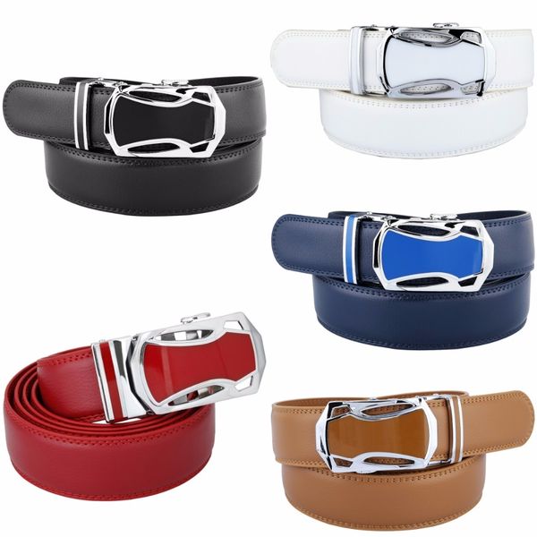

men's belt,business ratchet genuine leather belt automatic buckle, Black;brown