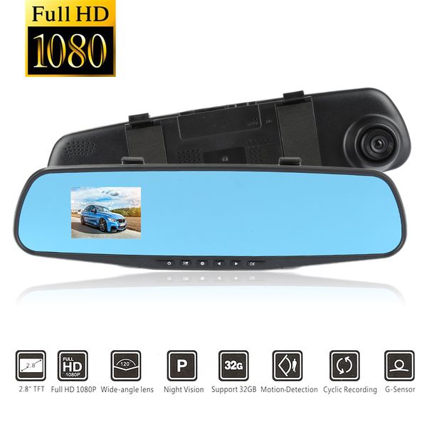 

new style 2.8 inch rearview mirror full hd l604 car dvr insurance auto insurance 120 Â° wide angle smart chip loop dvr