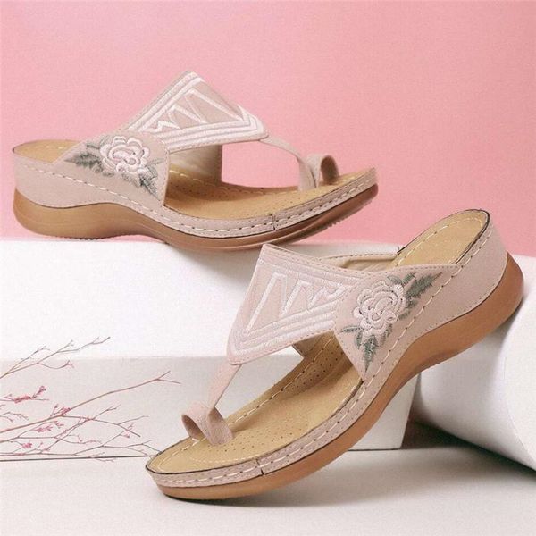 

dropship summer sandals women fashion embroidered flat sandals ladies casual gladiator women flip flops woman slippers, Black