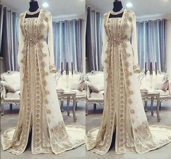 

new arrival dusty muslim evening dresses appliques satin long sleeves prom dresses formal gowns sweep train, Black;red